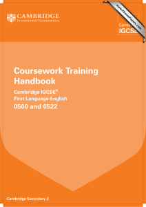 Coursework Training Handbook 0500 and 0522 Cambridge IGCSE