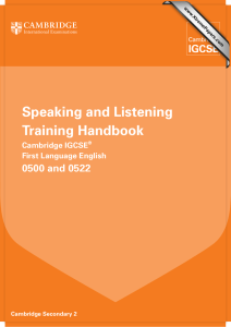 Speaking and Listening Training Handbook 0500 and 0522 Cambridge IGCSE