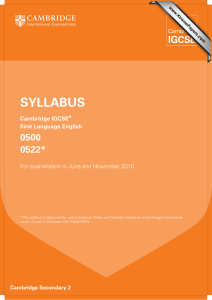 SYLLABUS 0500 0522* Cambridge IGCSE