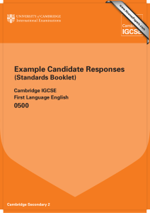 Example Candidate Responses (Standards Booklet) 0500 Cambridge IGCSE