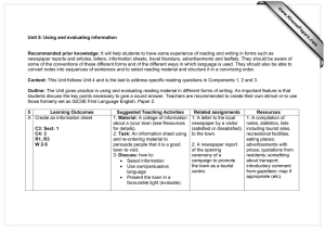 Unit 5: Using and evaluating information Recommended prior knowledge: