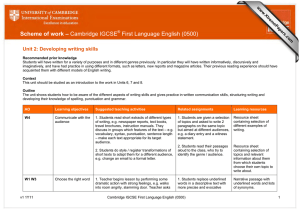 Scheme of work – Cambridge IGCSE First Language English (0500)