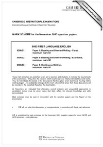 MARK SCHEME for the November 2003 question papers  www.XtremePapers.com