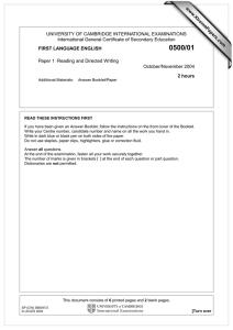 UNIVERSITY OF CAMBRIDGE INTERNATIONAL EXAMINATIONS International General Certificate of Secondary Education www.XtremePapers.com