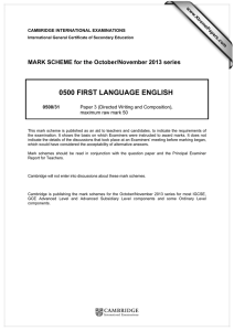 0500 FIRST LANGUAGE ENGLISH  MARK SCHEME for the October/November 2013 series