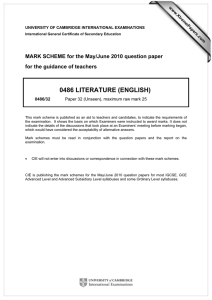 0486 LITERATURE (ENGLISH)  MARK SCHEME for the May/June 2010 question paper