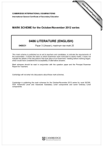 0486 LITERATURE (ENGLISH)  MARK SCHEME for the October/November 2012 series