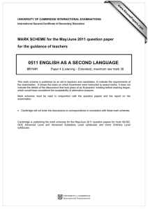 0511 ENGLISH AS A SECOND LANGUAGE  for the guidance of teachers