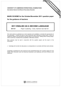 0511 ENGLISH AS A SECOND LANGUAGE  for the guidance of teachers