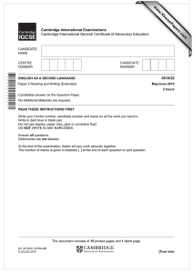 www.XtremePapers.com Cambridge International Examinations 0510/22 Cambridge International General Certificate of Secondary Education