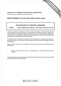 MARK SCHEME for the November 2004 question papers  www.XtremePapers.com