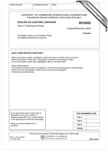 UNIVERSITY OF CAMBRIDGE INTERNATIONAL EXAMINATIONS International General Certificate of Secondary Education