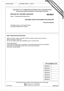 UNIVERSITY OF CAMBRIDGE INTERNATIONAL EXAMINATIONS International General Certificate of Secondary Education