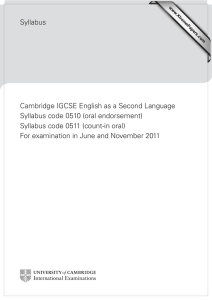 Syllabus Cambridge IGCSE English as a Second Language