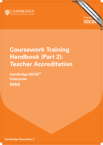 Coursework Training Handbook (Part 2): Teacher Accreditation 0454