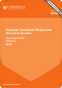Example Candidate Responses (Standards Booklet) 0454 Cambridge IGCSE