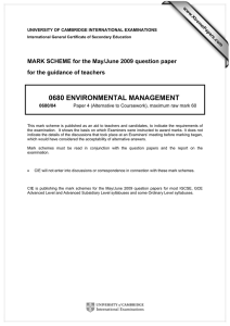 0680 ENVIRONMENTAL MANAGEMENT  MARK SCHEME for the May/June 2009 question paper