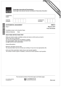 www.XtremePapers.com Cambridge International Examinations 0680/12 Cambridge International General Certificate of Secondary Education