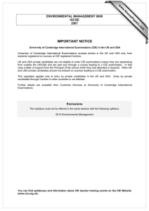 IMPORTANT NOTICE www.XtremePapers.com ENVIRONMENTAL MANAGEMENT 0680 IGCSE