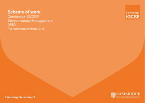 Scheme of work Cambridge IGCSE  Environmental Management