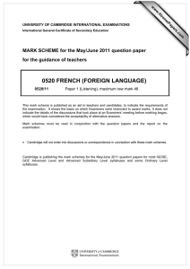 0520 FRENCH (FOREIGN LANGUAGE)  for the guidance of teachers