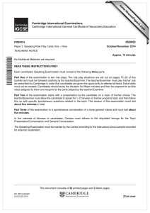 www.XtremePapers.com Cambridge International Examinations 0520/03 Cambridge International General Certificate of Secondary Education