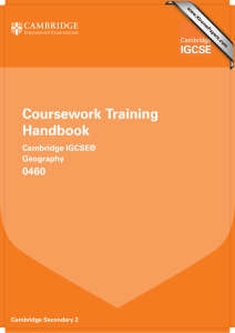 Coursework Training Handbook 0460 Cambridge IGCSE®