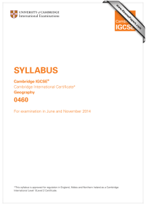 SYLLABUS 0460 Cambridge IGCSE Geography