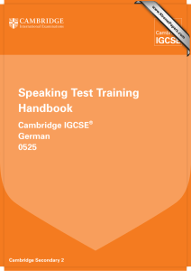 Speaking Test Training Handbook Cambridge IGCSE German