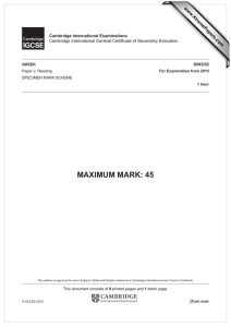 MAXIMUM MARK: 45 www.XtremePapers.com Cambridge International Examinations 0543/02