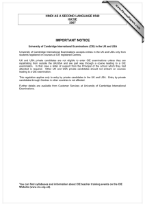 IMPORTANT NOTICE www.XtremePapers.com HINDI AS A SECOND LANGUAGE 0549 IGCSE