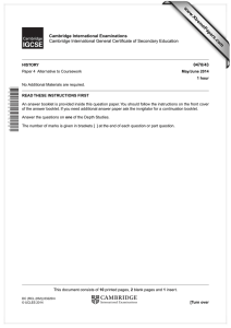 www.XtremePapers.com Cambridge International Examinations 0470/43 Cambridge International General Certificate of Secondary Education