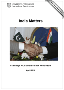 India Matters  Cambridge IGCSE India Studies Newsletter 6 April 2010