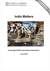 India Matters  Cambridge IGCSE India Studies Newsletter 7 June 2010