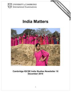 India Matters Cambridge IGCSE India Studies Newsletter 10 December 2010