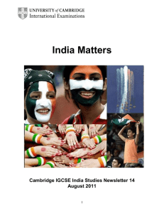 India Matters Cambridge IGCSE India Studies Newsletter 14 August 2011