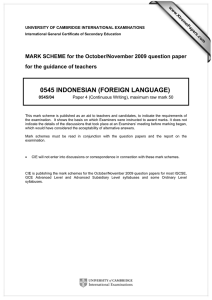 0545 INDONESIAN (FOREIGN LANGUAGE)  for the guidance of teachers