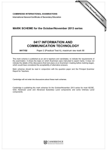 0417 INFORMATION AND COMMUNICATION TECHNOLOGY  MARK SCHEME for the October/November 2013 series