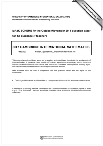 0607 CAMBRIDGE INTERNATIONAL MATHEMATICS  for the guidance of teachers
