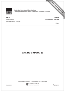 MAXIMUM MARK: 50 www.XtremePapers.com Cambridge International Examinations 0546/04