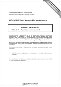 MARK SCHEME for the November 2004 question papers  0580/0581 MATHEMATICS www.XtremePapers.com