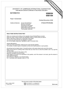 UNIVERSITY OF CAMBRIDGE INTERNATIONAL EXAMINATIONS International General Certificate of Secondary Education