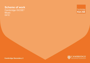 Scheme of work Cambridge IGCSE  Music