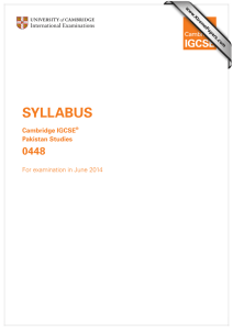 SYLLABUS 0448 Cambridge IGCSE Pakistan Studies