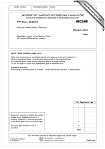 UNIVERSITY OF CAMBRIDGE INTERNATIONAL EXAMINATIONS International General Certificate of Secondary Education www.XtremePapers.com