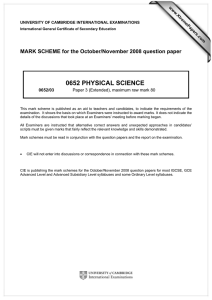 0652 PHYSICAL SCIENCE  MARK SCHEME for the October/November 2008 question paper