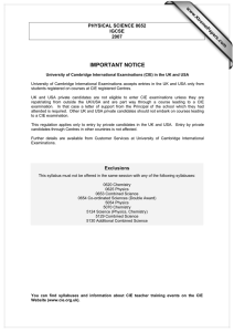 IMPORTANT NOTICE www.XtremePapers.com PHYSICAL SCIENCE 0652 IGCSE