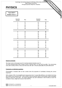 Cambridge International General Certificate of Secondary Education 0625 Physics June 2010