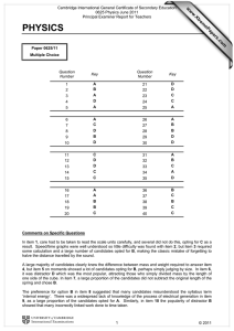 Cambridge International General Certificate of Secondary Education 0625 Physics June 2011