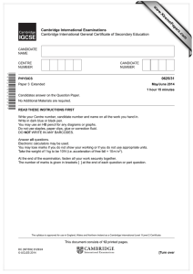 www.XtremePapers.com Cambridge International Examinations 0625/31 Cambridge International General Certificate of Secondary Education